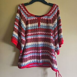 Axcess Multicolor Knit Blouse with Flared Sleeves